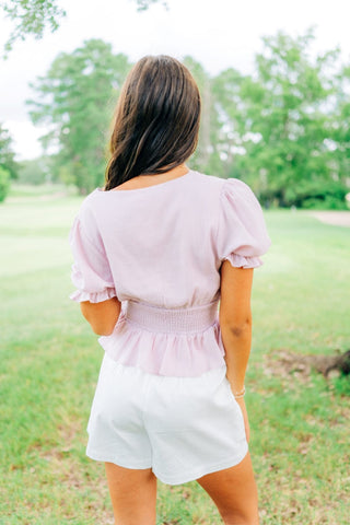 Lilac Eyelet Lace Square Neck Blouse - Select Trends Boutique