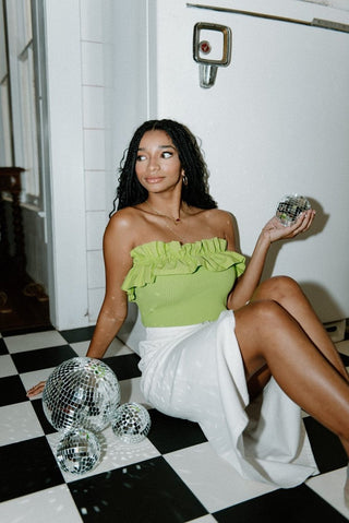 Lime Ruffle Strapless Tube Top | Select Trends Boutique