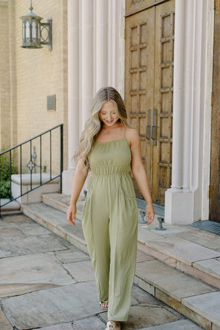 Lime Synched Waist Jumpsuit | Select Trends Boutique