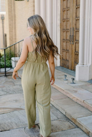 Lime Synched Waist Jumpsuit | Select Trends Boutique