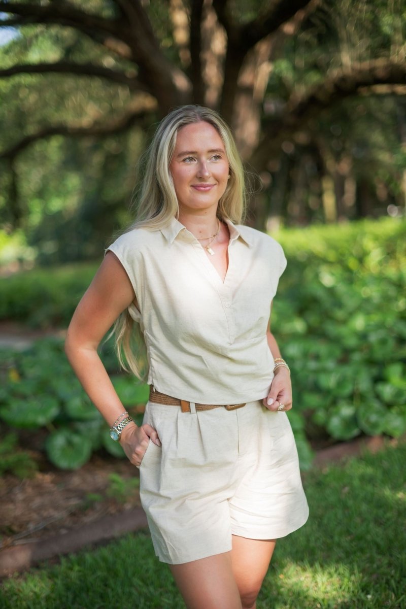 Linen Belted Top & Short Set