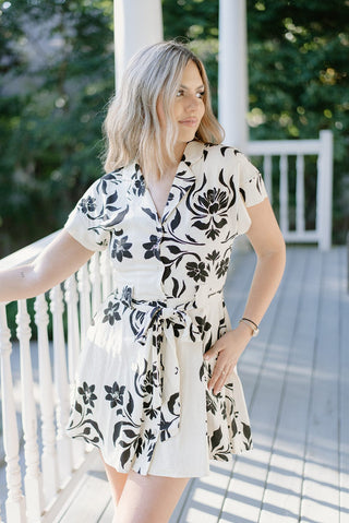 Linen Floral Button Down Dress