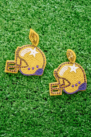 LSU Beaded Helmet Earrings | Select Trends Boutique