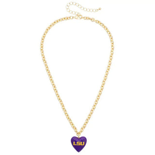 LSU Heart Pendant Necklace | Select Trends Boutique