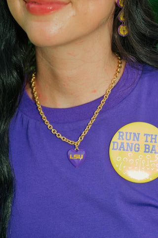 LSU Heart Pendant Necklace | Select Trends Boutique