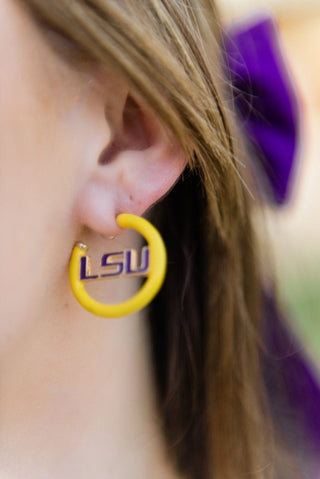 LSU Logo Hoop Earrings | Select Trends Boutique