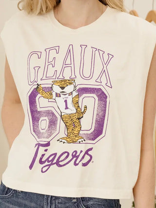 LSU Tiger Cream Sleeveless Tee | Select Trends Boutique