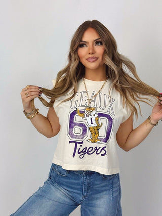 LSU Tiger Cream Sleeveless Tee | Select Trends Boutique