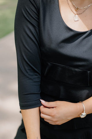 Lulu B Black 3/4 Sleeve Ruffle Dress | Select Trends Boutique