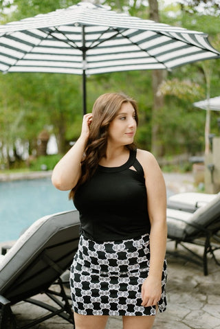 Lulu B Black Print Zip Mini Skort | Select Trends Boutique
