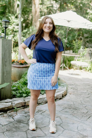 Lulu B Blue Dotted Zip Skort - Select Trends Boutique