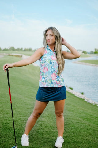 Lulu B Blue Print Zip Top | Select Trends Boutique