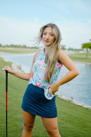 Lulu B Blue Print Zip Top | Select Trends Boutique