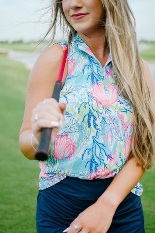 Lulu B Blue Print Zip Top | Select Trends Boutique