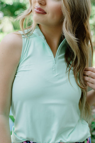 Lulu B Lime Sleeveless Zip Top