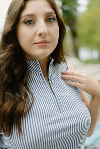Lulu B Navy Striped Zip Shirt Dress | Select Trends Boutique