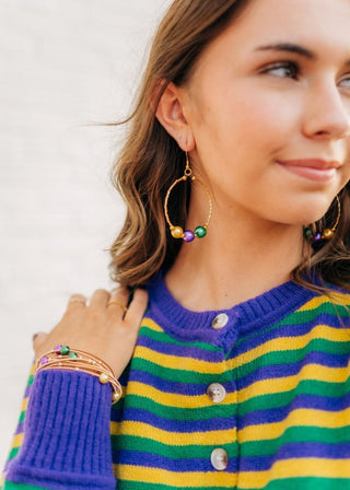 Mardi Gras Beaded Hoop Drops - Select Trends Boutique