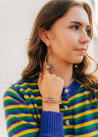 Mardi Gras Beaded Hoop Drops - Select Trends Boutique