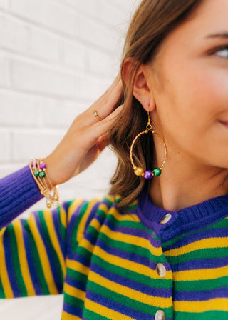 Mardi Gras Beaded Hoop Drops - Select Trends Boutique