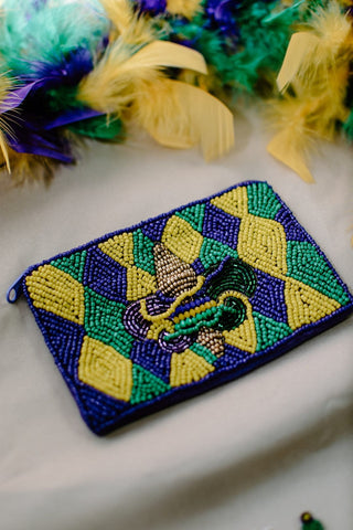 Mardi Gras Beaded Money Pouch