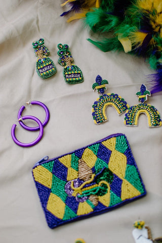 Mardi Gras Beaded Money Pouch