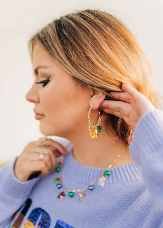 Mardi Gras Charm Hoop Earrings - Select Trends Boutique