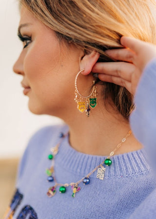 Mardi Gras Charm Hoop Earrings - Select Trends Boutique