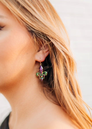 Mardi Gras Fleur De Lis Drop Earrings - Select Trends Boutique