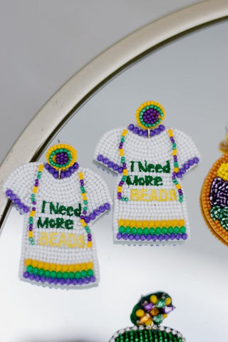 Mardi Gras I Need More Beads Earrings | Select Trends Boutique