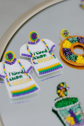 Mardi Gras I Need More Beads Earrings | Select Trends Boutique