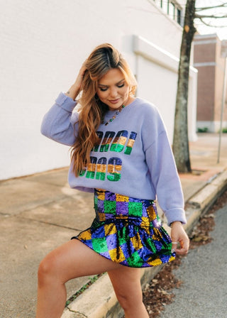 Mardi Gras Lavender Sequin Sweater - Select Trends Boutique