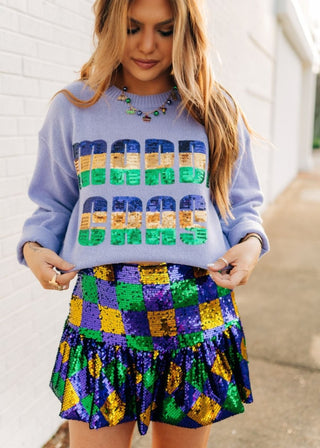 Mardi Gras Lavender Sequin Sweater - Select Trends Boutique
