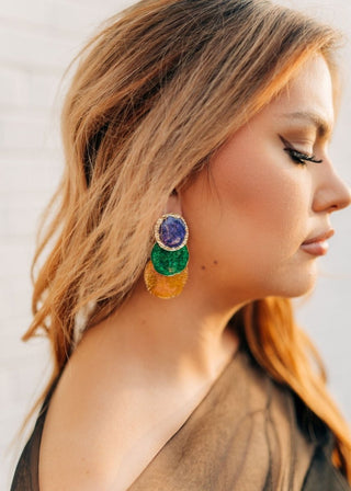 Mardi Gras Layered Disc Earrings | Select Trends Boutique