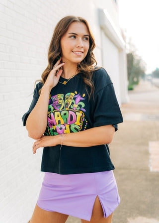 Mardi Gras Mask Black Graphic Tee | Select Trends Boutique