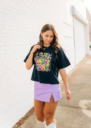 Mardi Gras Mask Black Graphic Tee | Select Trends Boutique