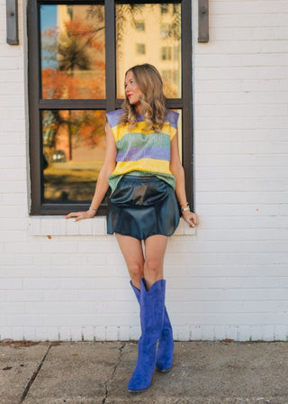 Mardi Gras Metallic Striped Sweater Vest | Select Trends Boutique