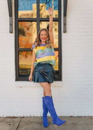 Mardi Gras Metallic Striped Sweater Vest | Select Trends Boutique