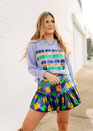 Mardi Gras Sequin Checkered Mini Skort - Select Trends Boutique