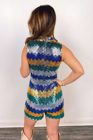 Mardi Gras Sequin Sleeveless Romper
