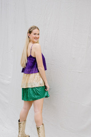 Mardi Gras Sequin Tiered Dress