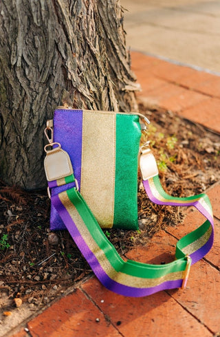 Mardi Gras Striped Bag Strap - Select Trends Boutique
