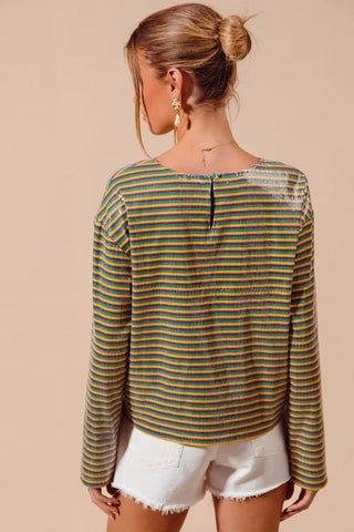 Mardi Gras Striped Sequin Long Sleeve Top - Select Trends Boutique