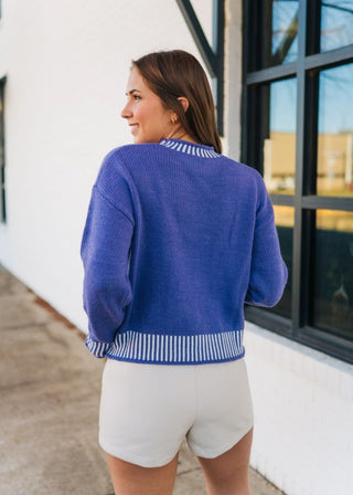 Mardi Gras Tinsel Purple Sweater | Select Trends Boutique
