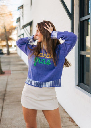 Mardi Gras Tinsel Purple Sweater | Select Trends Boutique