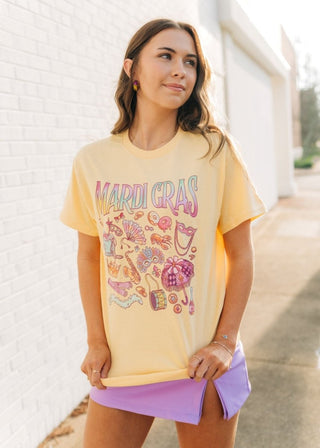 Mardi Gras Yellow Collage Graphic Tee | Select Trends Boutique