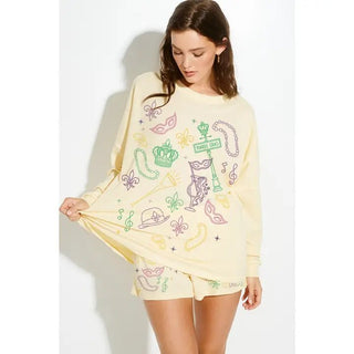 Mardi Gras Yellow Lounge Short Set | Select Trends Boutique