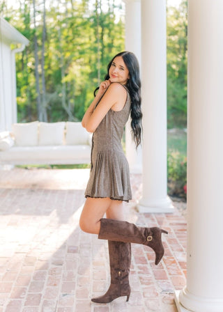 Marley Mocha Pleated Mini Dress | Select Trends Boutique
