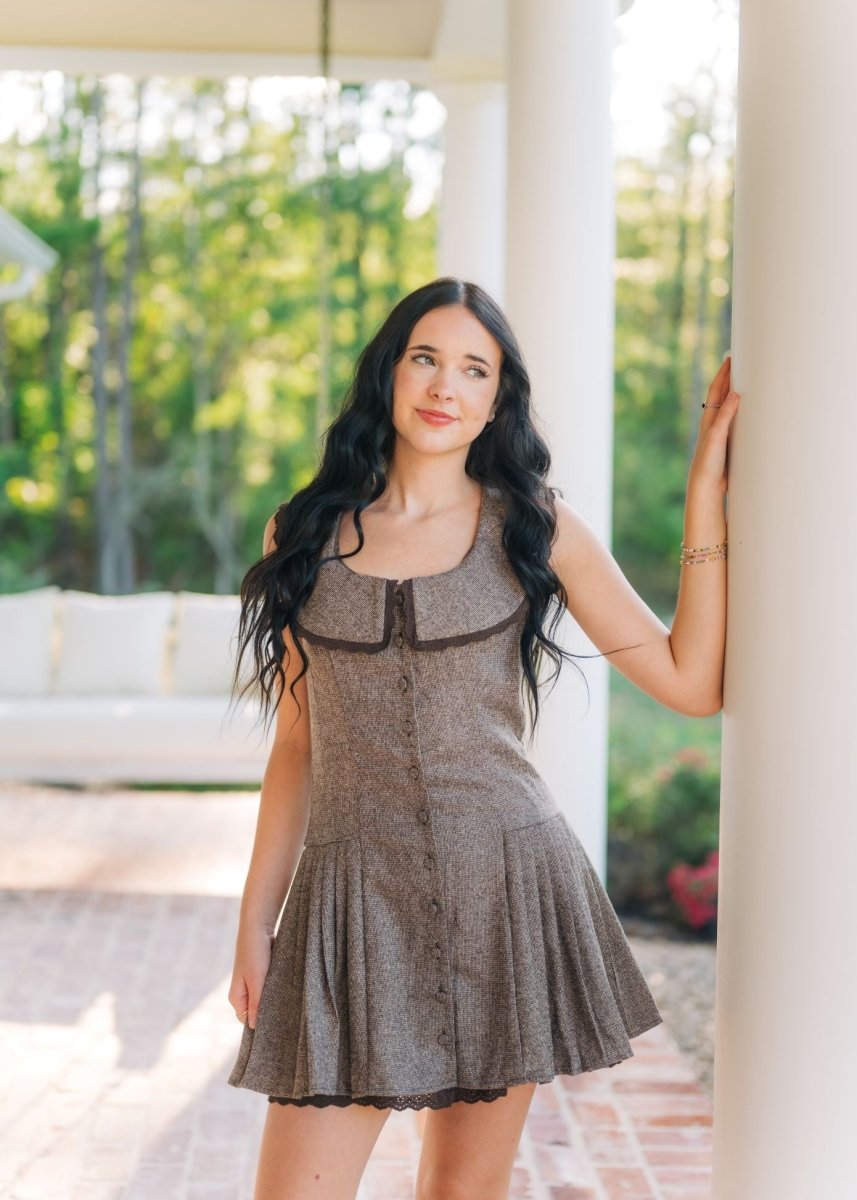 Marley Mocha Pleated Mini Dress