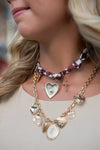 Maroon Checkered Charm Scarf Necklace - Select Trends Boutique