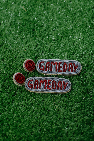 Maroon & Grey Beaded Gameday Earring | Select Trends Boutique